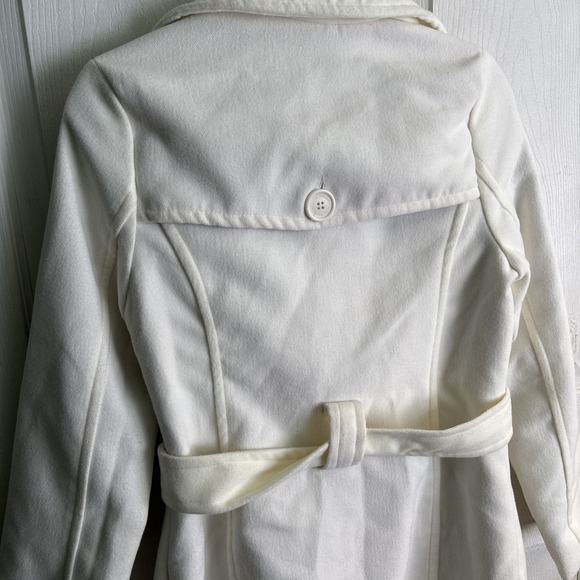 JOUJOU Ivory ColoredDouble Woven Layer Collared Button Peacoat Jacket Size Small - Picture 10 of 16